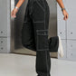 SHEIN - Top-stitching Flap Pocket Side Cargo Jeans
