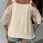SHEIN - Swiss Dot Off Shoulder Guipure Lace Blouse