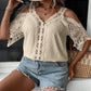 SHEIN - Swiss Dot Off Shoulder Guipure Lace Blouse