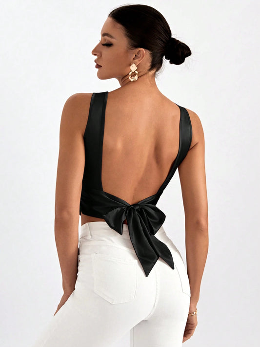 SHEIN - Backless Sleeveless Crop Top
