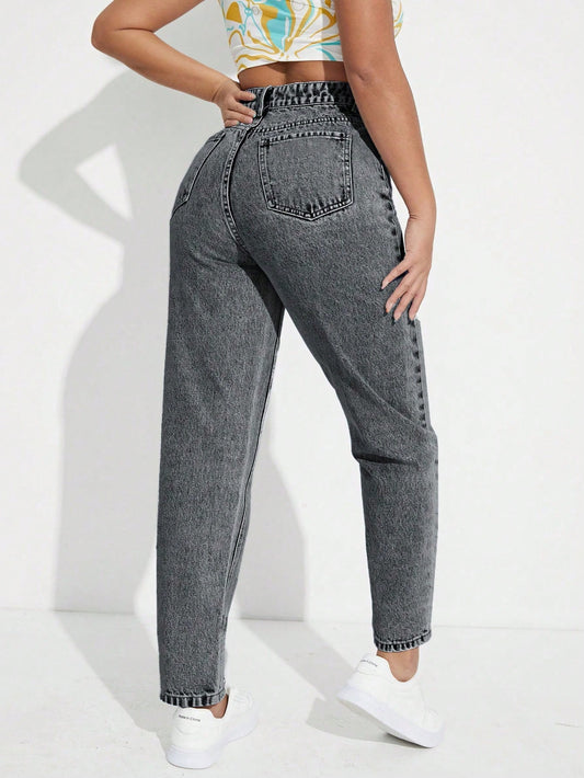 SHEIN - Solid Mom Jeans