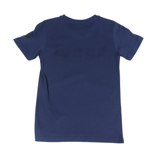 BLUE BLACK - Solid color graphic print style t-shirt