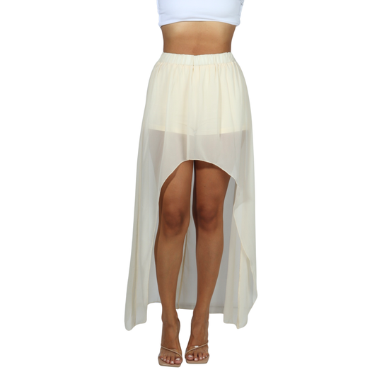 SHEIN - Casual Solid Color High Low Skirt