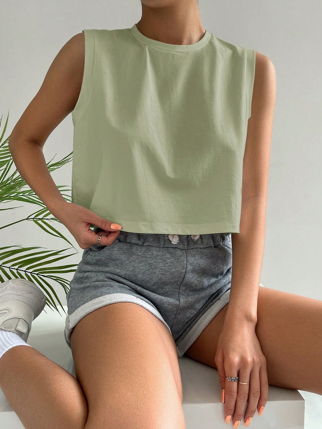 SHEIN - Wide Strap Regular Fit Tank Top