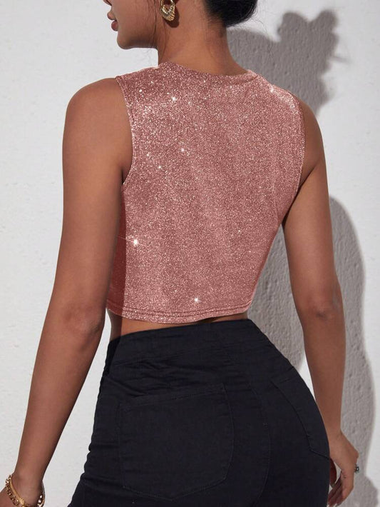 SHEIN - Shiny Cropped Tank Top