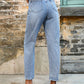 SHEIN - Ripped Frayed Hem Mom Jeans