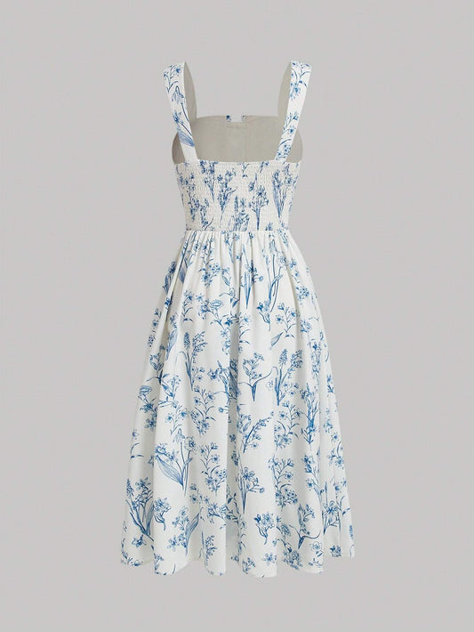 SHEIN - Sleeveless Floral Print Mini Dress