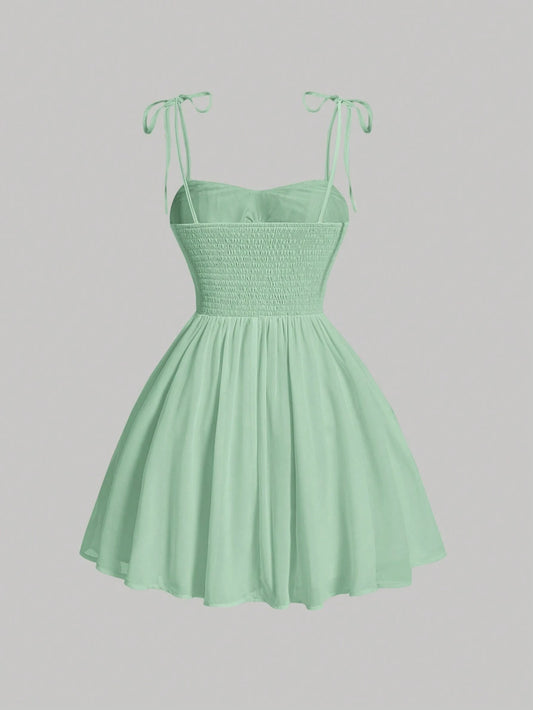 SHEIN -  Ribbed Chest Tie Cami Dress