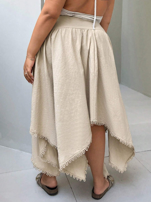 SHEIN -  Plus Size Knot Front Irregular Hem Skirt