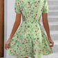 SHEIN - Floral V-Neck Short Puff Sleeve Casual Dress