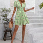 SHEIN - Floral V-Neck Short Puff Sleeve Casual Dress