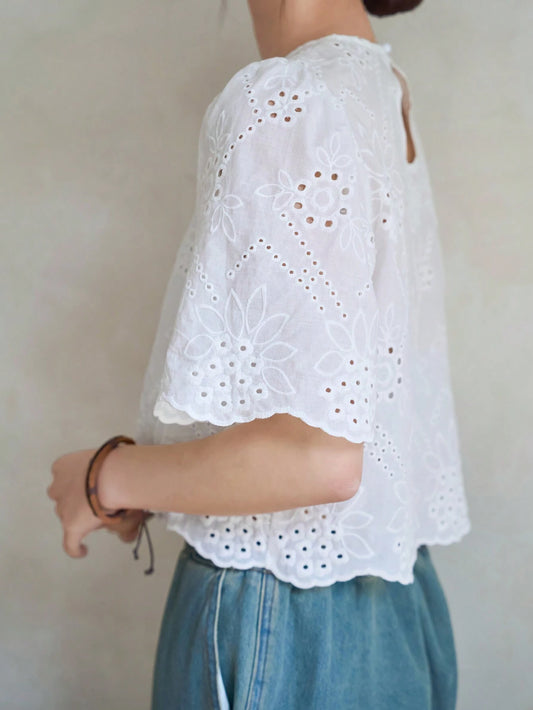 SHEIN -  Embroidered Crop Tops
