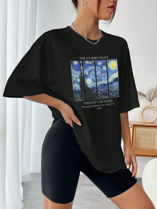 SHEIN -  Printed Casual Round Neck T-Shirt