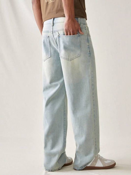 SHEIN -  Plain Wide Long Distressed Baggy Jeans