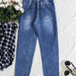 SHEIN - Printed Ripped Jeans
