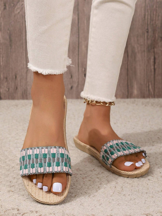 SHEIN -  Lace-Up Linen Slippers