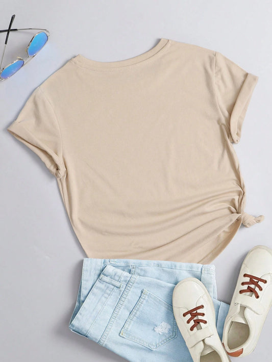 SHEIN - Bee Printed Round Neck Crop Top