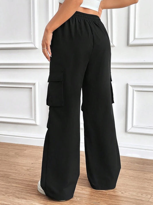 SHEIN - Drawstring Wrinkle Design Cargo Pants