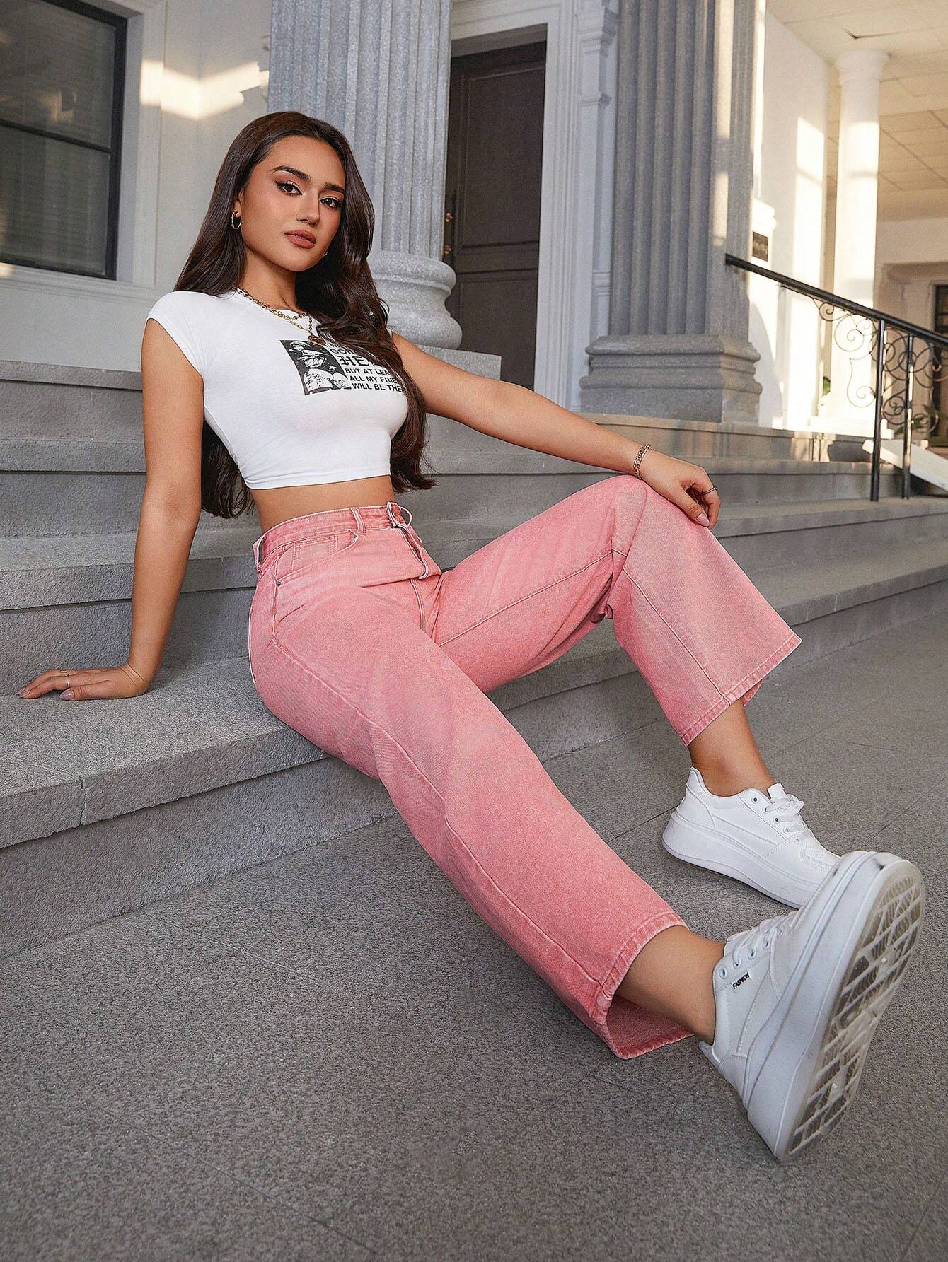 SHEIN - Wide Leg jeans with Slant Pocket