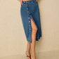 SHEIN -  Side Button Closure Casual Denim Skirt