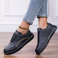 SHEIN - Casual Sneakers with Black and Gold Decorative Detail in Lace Pattern