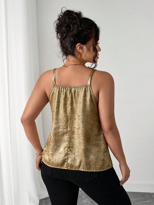 SHEIN -  Plus Size V-Neck Foil Print Camisole Blouse