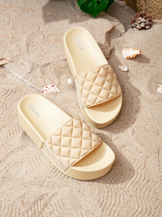 SHEIN - Thick Solid Knotted Mesh Slipper