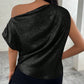 SHEIN -  Solid Color Asymmetrical Collar Blouse