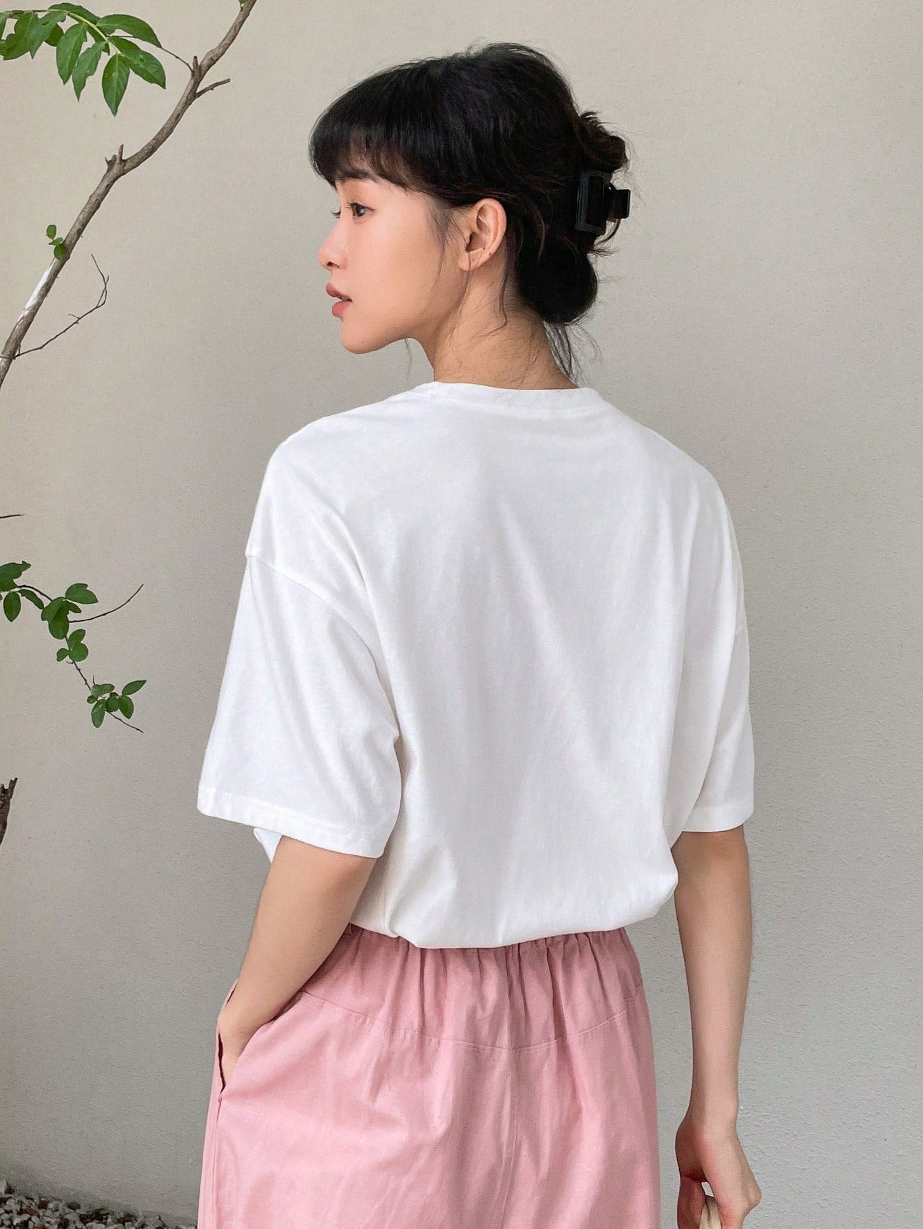SHEIN - Floral Embroidered Off Shoulder T-Shirt