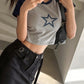 SHEIN - Star Print Raglan Sleeve Crop T-Shirt