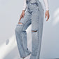 SHEIN -  High Waist Ripped Wide Leg Jeans