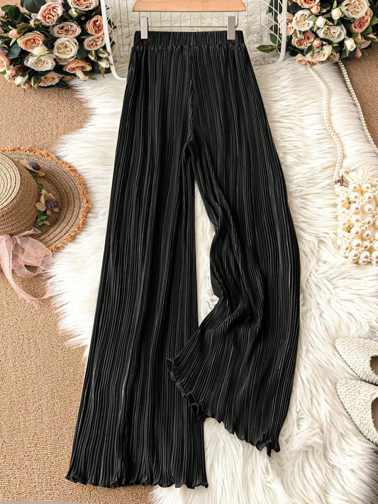 SHEIN - Solid Color Wide Leg Straight Leg Pant