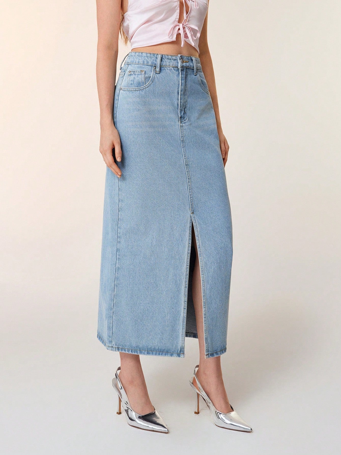 SHEIN - A-Line Long Denim Skirt