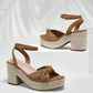 SHEIN - Linen ankle boot with tie strap Heel