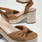 SHEIN - Linen ankle boot with tie strap Heel