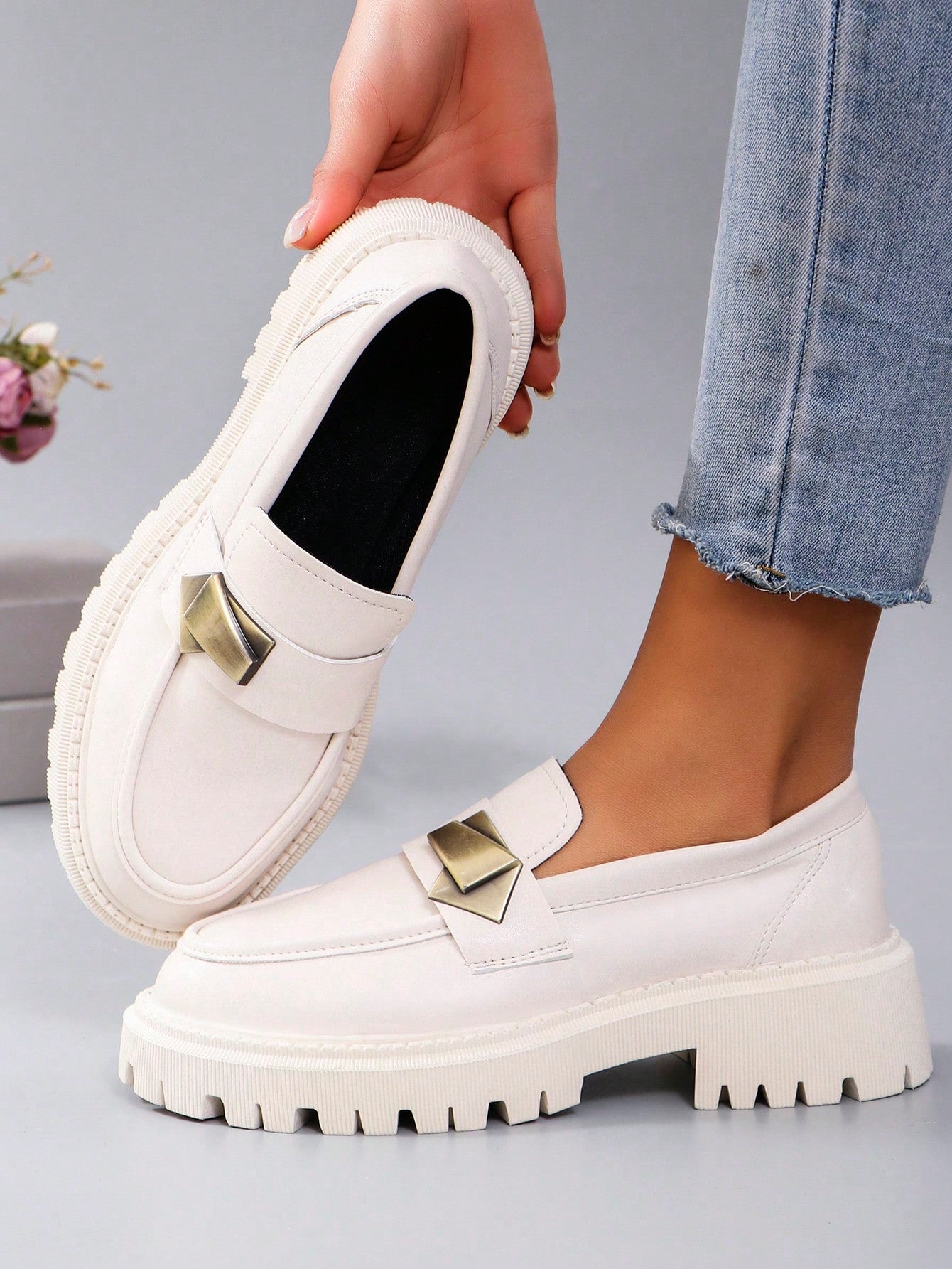 SHEIN - Chunky Thick Heel Loafers