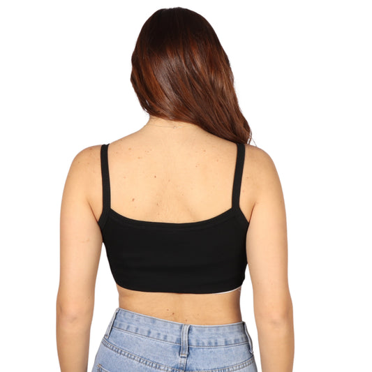 SHEIN - Plunge Neck Crop Top