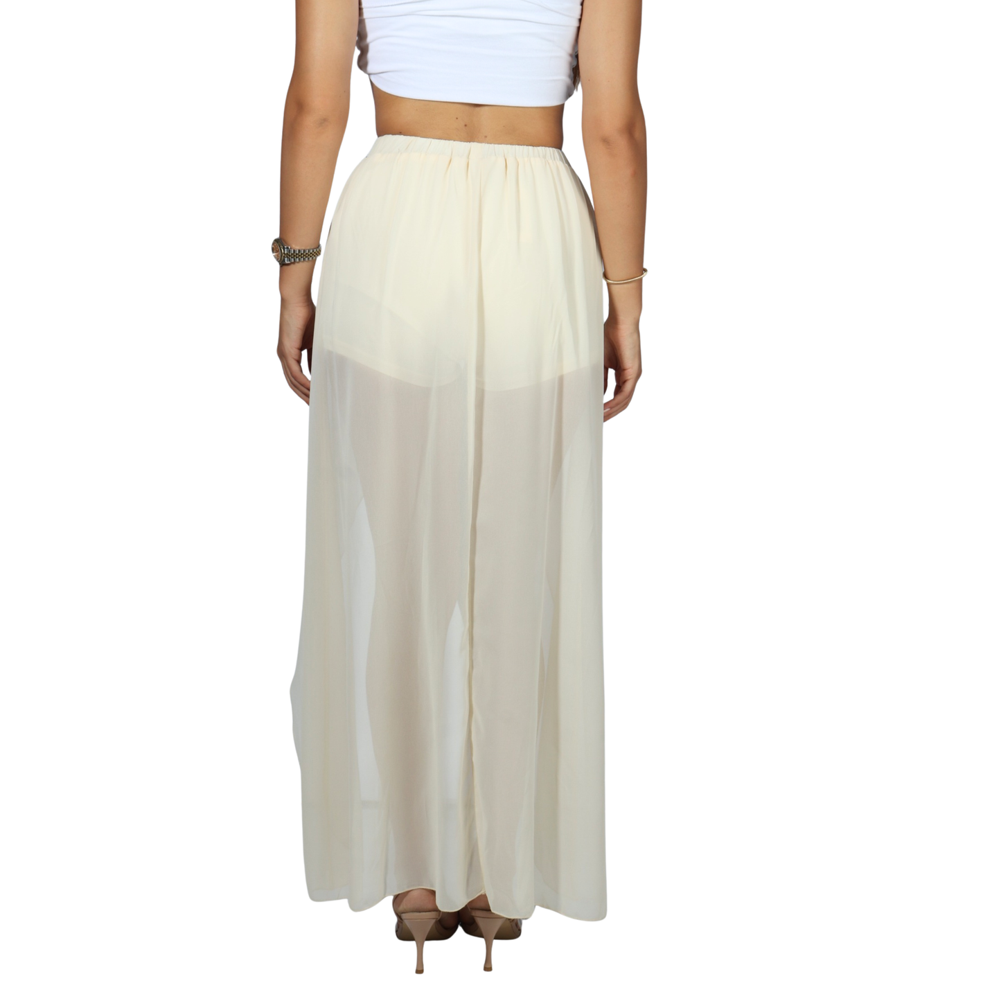 SHEIN - Casual Solid Color High Low Skirt