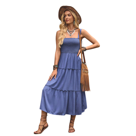 SHEIN - Maxi Dress with Pleated Body and Ruched Hem