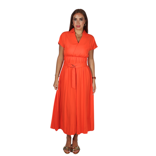 SHEIN - Batwing Sleeve V-Neck Solid Color Dress