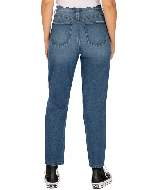 REWASH - High Rise Ripped Design Jeans