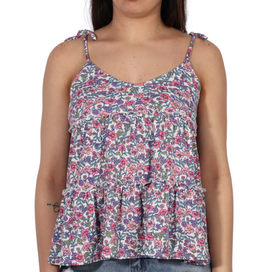 PLANET GOLD - Floral print cute tank top