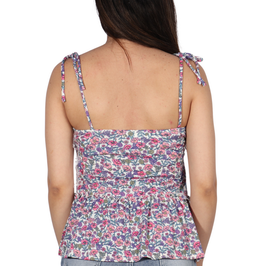 PLANET GOLD - Floral print cute tank top