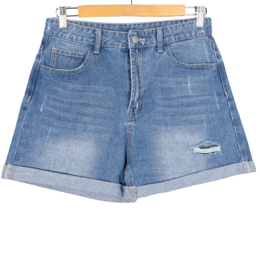 SHEIN - Rolled Hem Denim Shorts