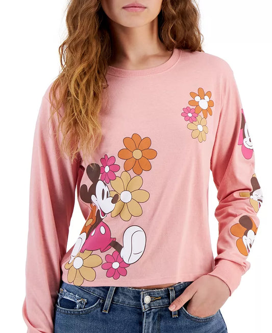 DISNEY -  Floral Mickey Long-Sleeve Blouse