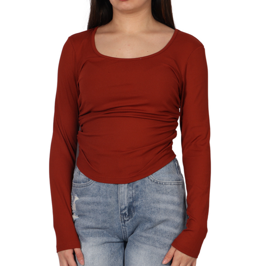 SHEIN - Ribbed long sleeve blouse