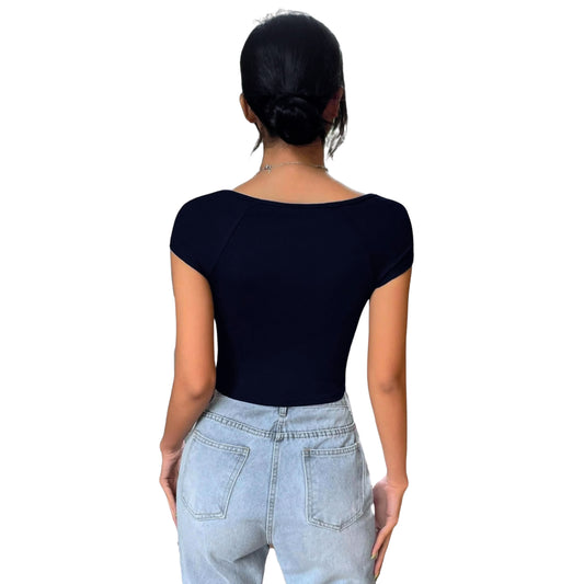 SHEIN -  Square Neck Crop T-Shirt