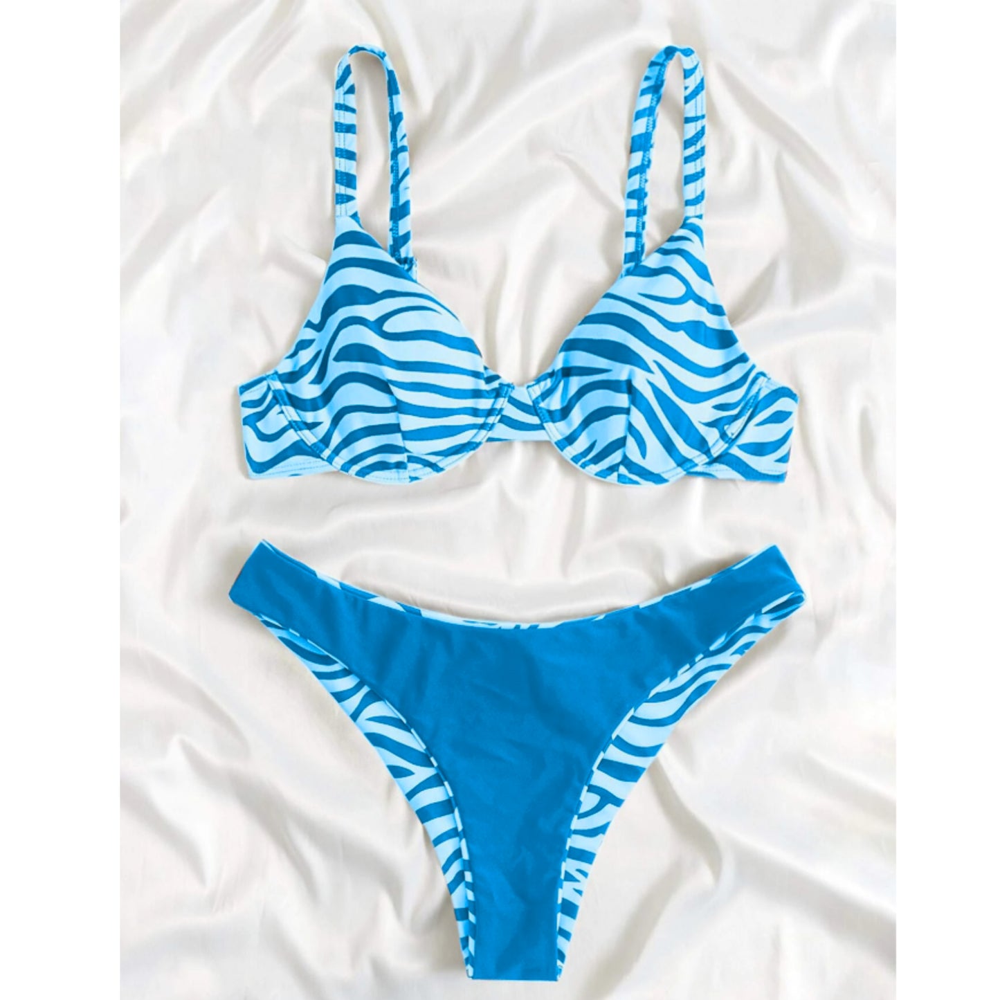 SHEIN -  2 Piece Bikini Set Wire Free Top and Bottom Bold Zebra Print