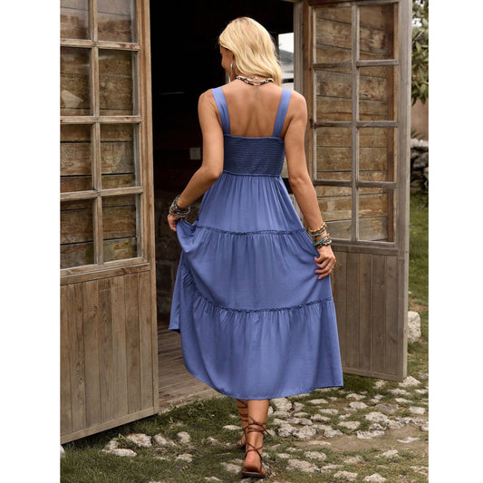 SHEIN - Maxi Dress with Pleated Body and Ruched Hem