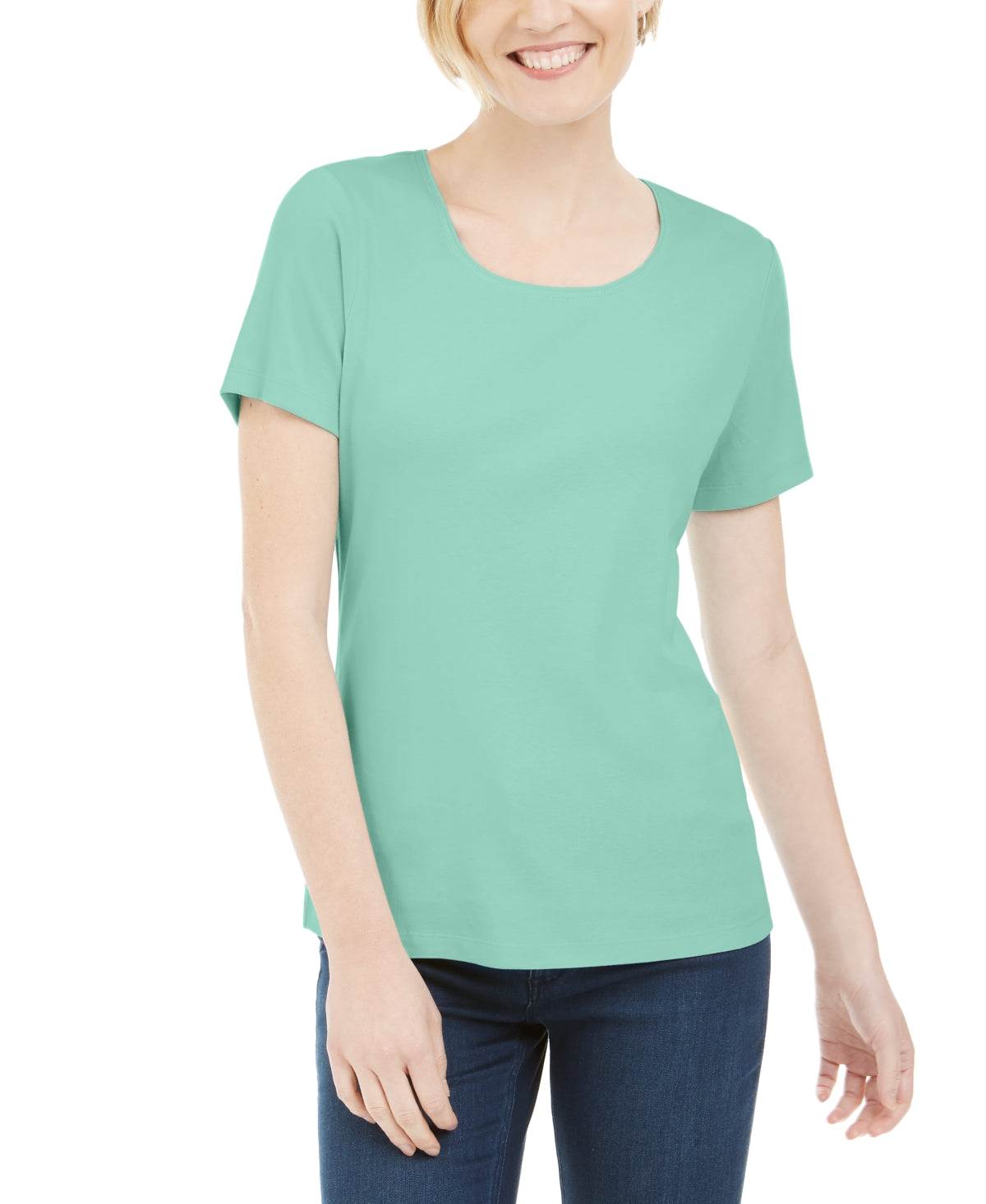 KAREN SCOTT - Short Sleeve Scoop Neck Top
